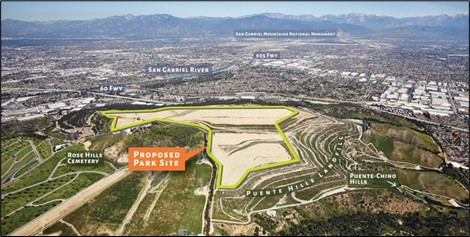 Site of the Puente Hills Regional Park in the San Gabriel Valley