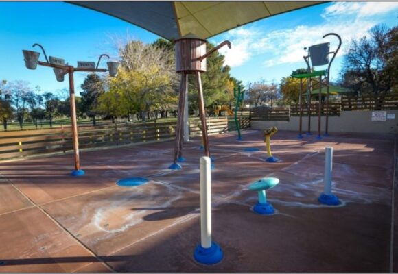 Splash pad at Pearblossom Park in the Antelope Valley